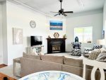 Nautical style and cozy fireplace vibes in the heart of downtown.